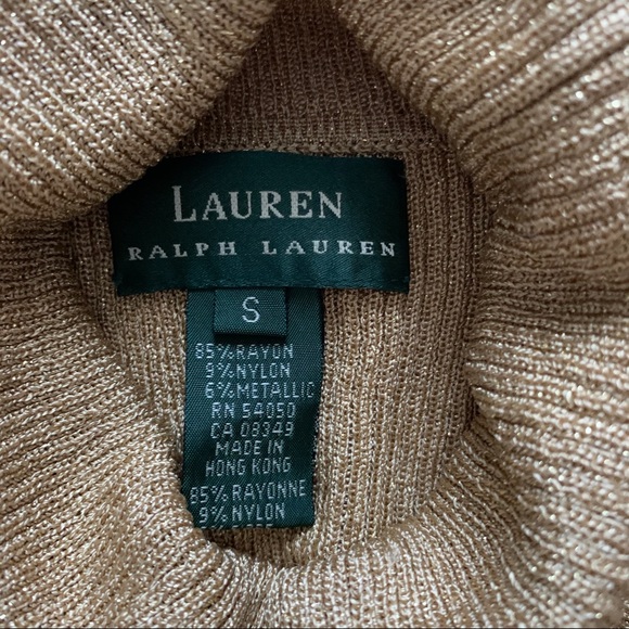 Lauren Ralph Lauren Ribbed Turtleneck Gold Sweater - Picture 4 of 4